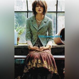 RARE Anthropologie Elegant Brown Beaded with Embroidery Trim Wintergarden Skirt